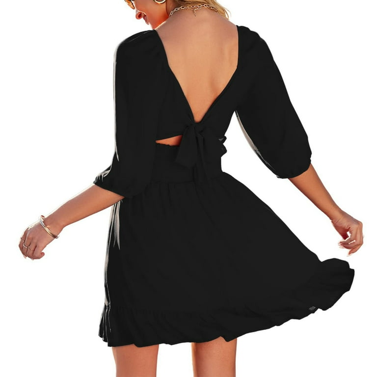 Black flowy sales sleeve dress