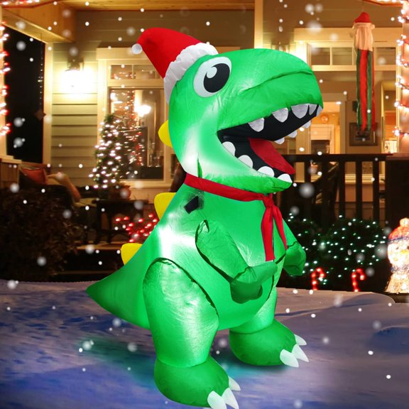 Dinosaurio inflable navideño TURNMEON de 1 m para decoración exterior
