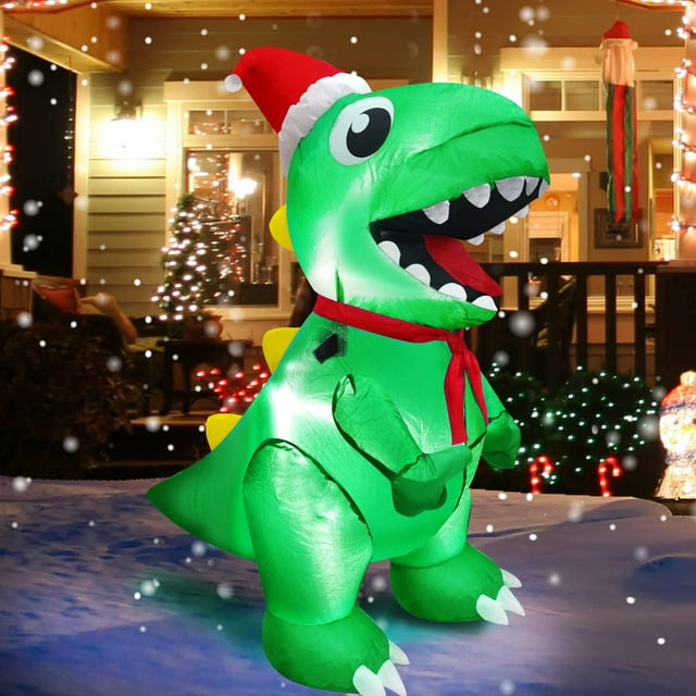 Dinosaurio inflable navideño TURNMEON de 1 m para decoración exterior