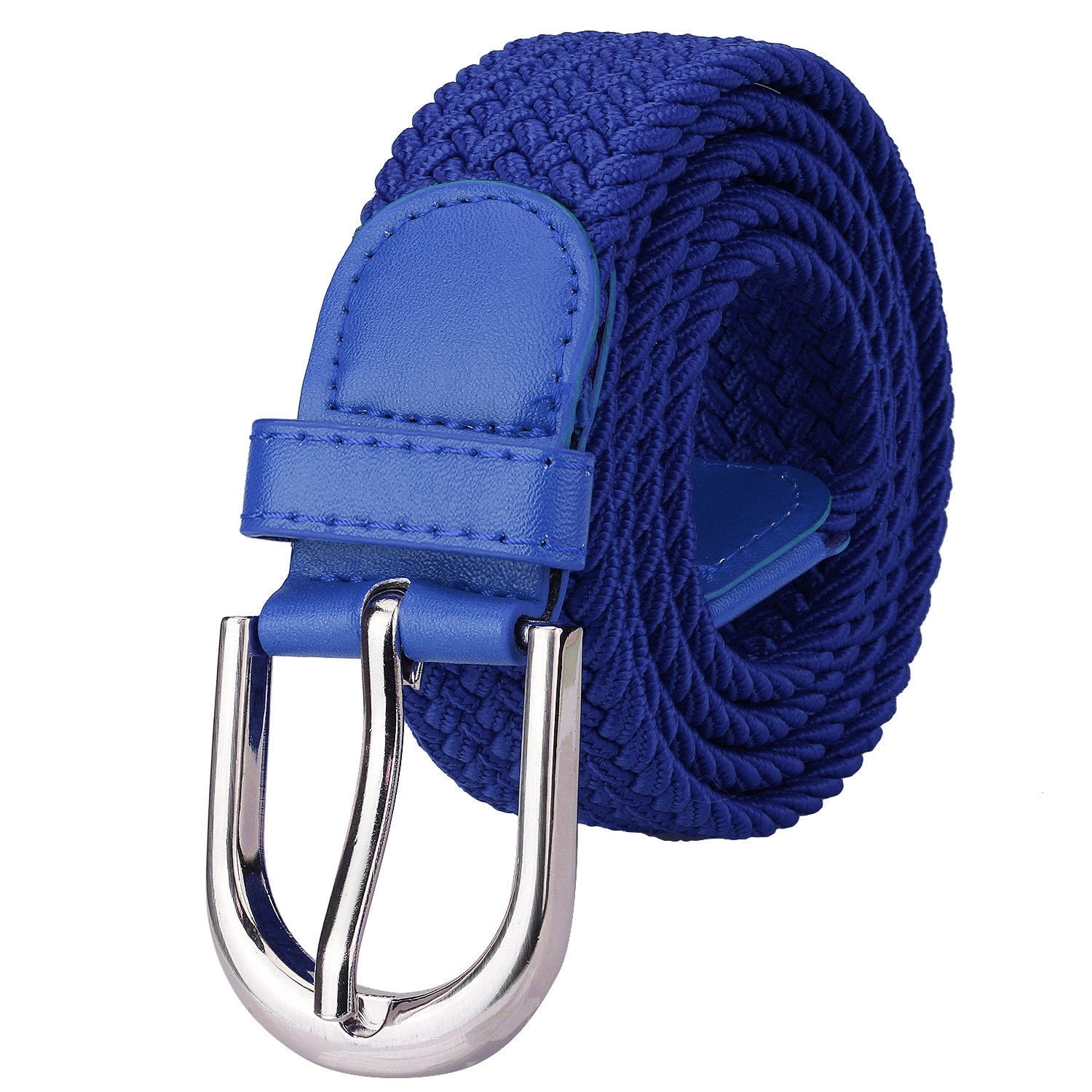 Women Men Belt Woven Stretch Braided Elastic Leather Buckle Luxury Canvas Belts 