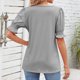 thumbnail image 3 of Mujeres puff manga corta tops elegante casual suelta puño fruncido mujeres cuadrado Masajeadores de cuello verano camisas para trabajo diario partido gris L, 3 of 5