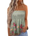 thumbnail image 1 of Playeras,Blusas y Tops,Ropa para Mujer Mujeres Workout Tank Tops Camiseta de tirantes sin mangas con estampado floral para mujer, cintura elástica plisada, sin espalda (Grey, M), 1 of 4
