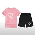 thumbnail image 2 of Atogsazn Children's Girls Summer 2 Piece Clothes Set Kids Cotton Short Sleeve Tshirt Shorts Outfit Fashion 01-Pink 6-7 Years on Clearance, 2 of 4