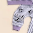 thumbnail image 4 of mgoYE Fall Winter Toddler Baby Girl Halloween Clothes Cute Print Ruffle Shirt Top Pants Set 2 Piece Newborn Infant Girl Outfit|Purple,12-18 Months, 4 of 8
