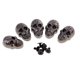 thumbnail image 2 of Juego de 5 tachuelas metálicas con forma de calavera estilo gótico punk de 21x15 mm con cierre de rosca para bolsos, zapatos y accesorios de cuero. Negro, 2 of 6