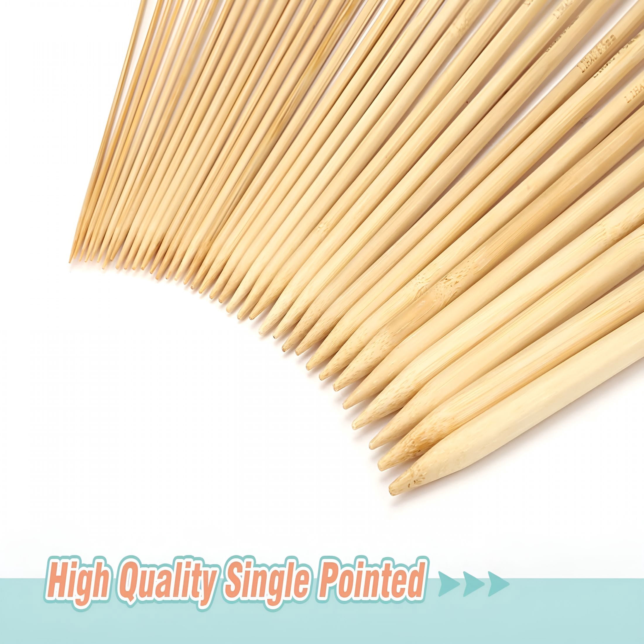 TUWAFE 36 PCS Bamboo Knitting Needles Set (18 Sizes From 2.0mm to 10.0mm)