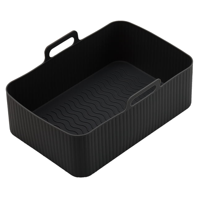 Non-Stick Air Fryer Liners, Reusable Silicone Cooking Mats for Air Fryer Easy to Clean Dishwasher Safe Handles Oil Drain Design Compatible with Ninja Air Fryer (Compatible with