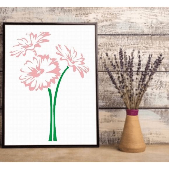 Plantilla de pintura de flores silvestres de rosas, modelo de pintura de flores de plantas de jardín de primavera