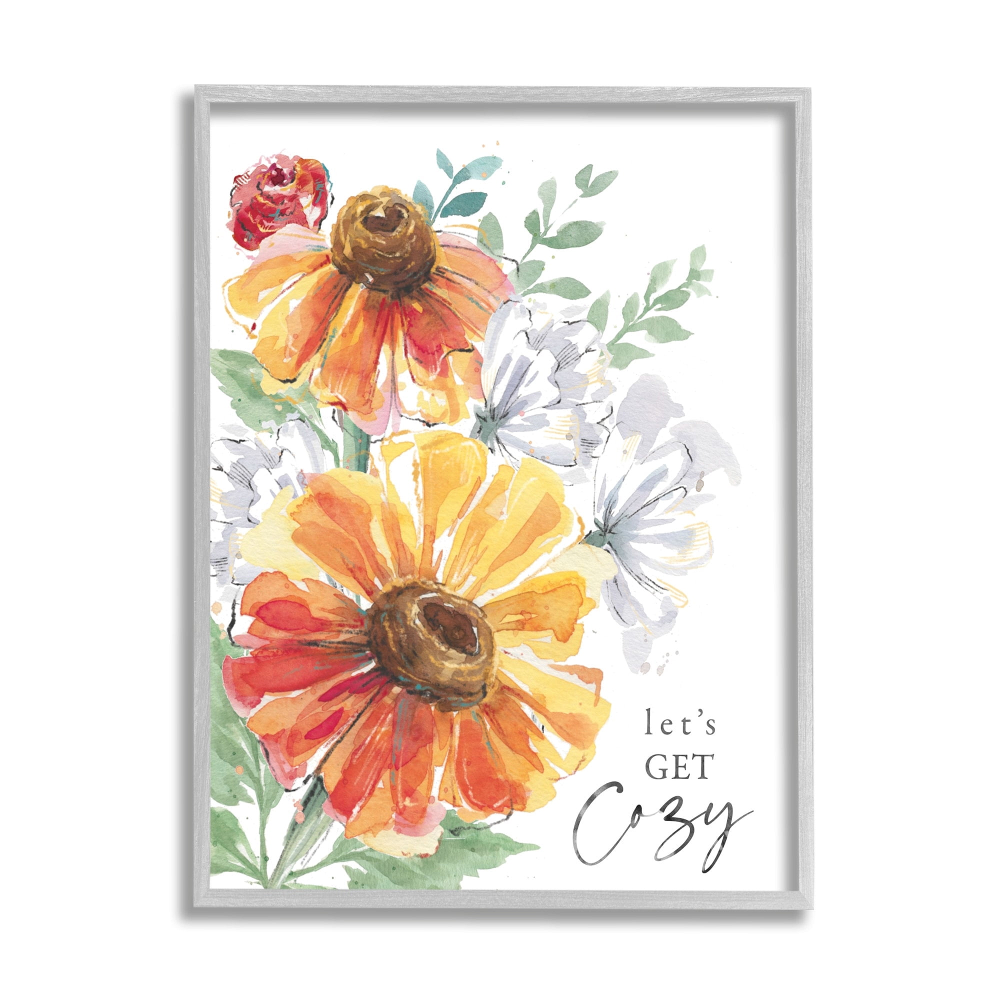 Stupell Industries Let's Get Cozy Diversified Spring Daisy Rose Arrangement,11 x 14, Design by Courtney Morgenstern