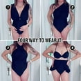 thumbnail image 4 of Yajing One Piece Swimsuit Women Women's Underwire Plunging Neck Swimsuit Bathing Suit Multiple Ways To Wear Blue L, 4 of 9