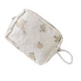 thumbnail image 3 of Bolsa de cosméticos con colgante de perla, bolsa de maquillaje portátil con cremallera, bolsa de maquillaje informal multifunción a la moda, color Beige, albaricoque Floral, 3 of 10