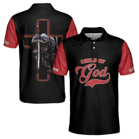 Personalized Name Jesus The Warrior The child of God 3D Polo Shirt Size S-5XL