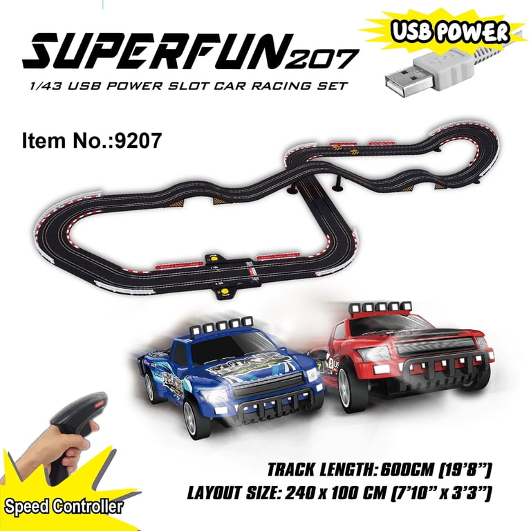 Joysway: SuperFun 207 - 1/43 USB Power Slot Car Racing Set, Layout