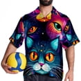 thumbnail image 4 of Cat Men's Spread Collar Poplin Beach Shirts - Casual Printed Button Down Short Sleeve Summer Tops for Unisex, 4 of 6