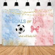Soccer Gender Reveal Backdrop Goals or Bows Soccer Baby Shower Party Decorations Banner Boy or Girl Pink or Blue Watercolor Gender Reveal Photography Background Photo Booth Props