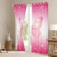 thumbnail image 3 of Homewish Flying Butterfly Black Out Curtains For Children Teens Female,Stars Bling Glitter Curtains Pack of 2 (42x63 Each),Gradient Ombre Pink Bedroom Curtains,Microfiber Bedroom Decor, 3 of 6
