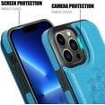 thumbnail image 4 of iPhone 13 Pro Case with Card Holder Heavy Duty Protective Durable Leather RFID Blocking Shockproof Slim Credit Card Slot Wallet Case for iPhone 13 Pro for Women&Girls(Blue Floral), 4 of 14