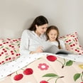 thumbnail image 4 of jejeloiu Cartoon Cherry 7-Piece Bedding Comforter Set,Colorful Daisy Floral King Bedding Sets,Red Green Bed Sheets For Teens,Microfiber Bedroom Decor Reversible, 4 of 8