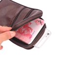 thumbnail image 6 of Men Genuine Leather Waist Pack Bag Double Zipper Cell Mobile Phone Case, 6 of 6