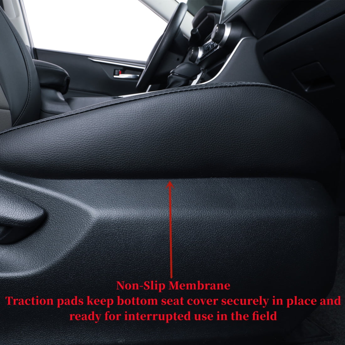 Coverdream Custom Fit RAV4 Car Seat Covers for Toyota RAV4 LE 2013 2014 2015 2016 2017 2018 (NOT for Hybrid) - Leatherette (Black/Gray,Full Set)