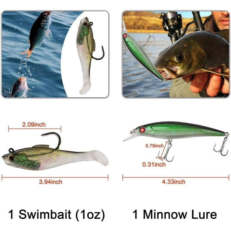 MIEKO Trout and Bass Fishing Lures Spoons kit (Pack of 3) Swimbait for  Freshwater and Saltwater