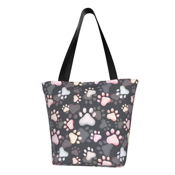 Defioc Colorful Paws Of Dog Print Tote Bag for Women,Shoulder Bag with Zipper Casual Tote's Handbag Big Capacity Shoulder Bag with Inner Pocket Fit for Shopping,Office,Travel
