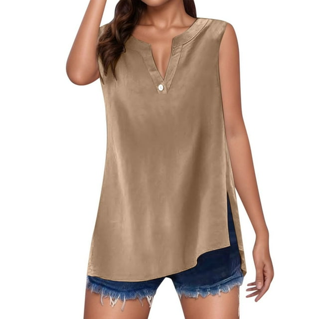 Women's Solid Color Linen Vest Casual And Stylish Tank Top