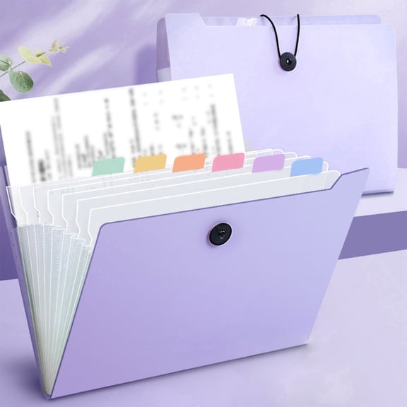 8-Pocket Expandable File Folder - 1pc Waterproof A4 Accordion Organizer with Labels(Purple)
