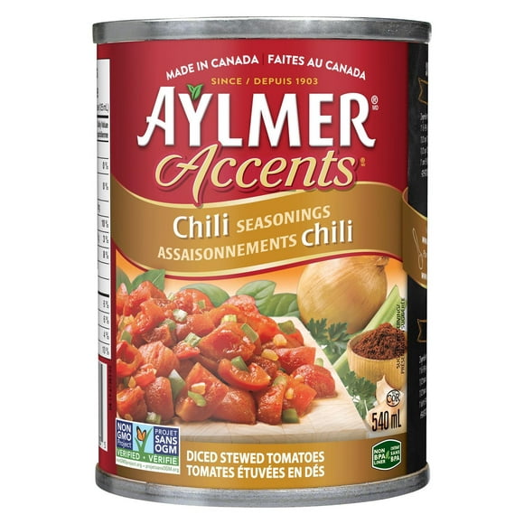 Aylmer Accents Tomatoes, Diced Stewed Chili, 540 ml