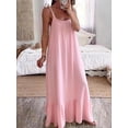thumbnail image 4 of Aimik Women's Casual Sleeveless Spaghetti Strap U-Neck Regular Pleated Plus Size Long Dress Summer Loose Maxi Dress, 4 of 6