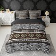 thumbnail image 2 of Erosebridal Bohemian Aztec Bedding Comforter Set, Zebra Print Queen Bedding Sets, Brown White Black, Black Reversible 7-Piece, 2 of 6