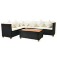 thumbnail image 3 of vidaXL 4 Piece Patio Lounge Set with Cushions Poly Rattan Black, 3 of 9