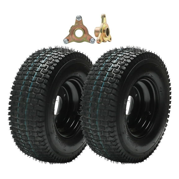 2PCS 6 inch Wheel 13x5-6 13x5.00-6 Wheel Tire and Rim 3 Stud 4Ply Tubeless Wheel with 17T Rear Axle Hubs for Lawn Mower Yard Tractor Mini Bike ATV Quad Buggy Go Kart Tire Wheel 4Wheeler (23T)