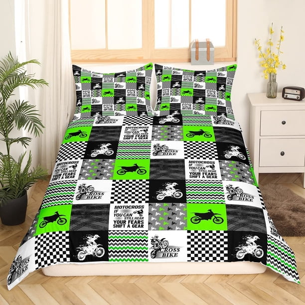 Funda Nórdica de Motocicleta Tamaño King Size,Juegos de Cama de Motociclista Deportes Extremos