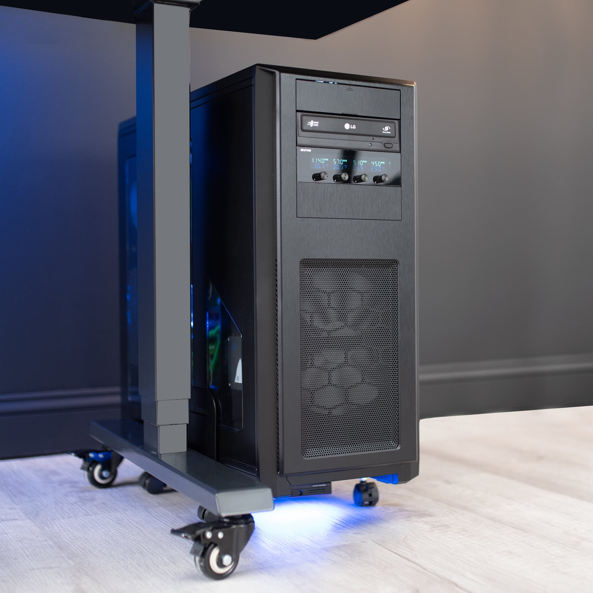 VIVO Black Computer Large Desktop ATX Case, CPU Rolling Stand, Adjustable Cart
