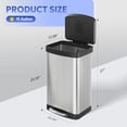 thumbnail image 3 of WLIVE 55 Liter Gallon Trash Can with Soft-Close Lid, 14.5 Gallon Brushed Stainless Steel Garbage Can, Kitchen Trash Can with Hands-Free Step, Integrated Bag Ring, Silver, 3 of 16