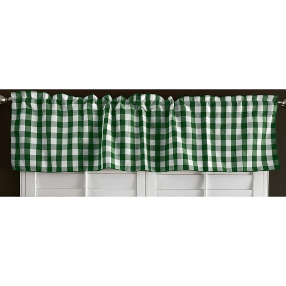 poplin gingham checkered window valance 58 wide hunter green