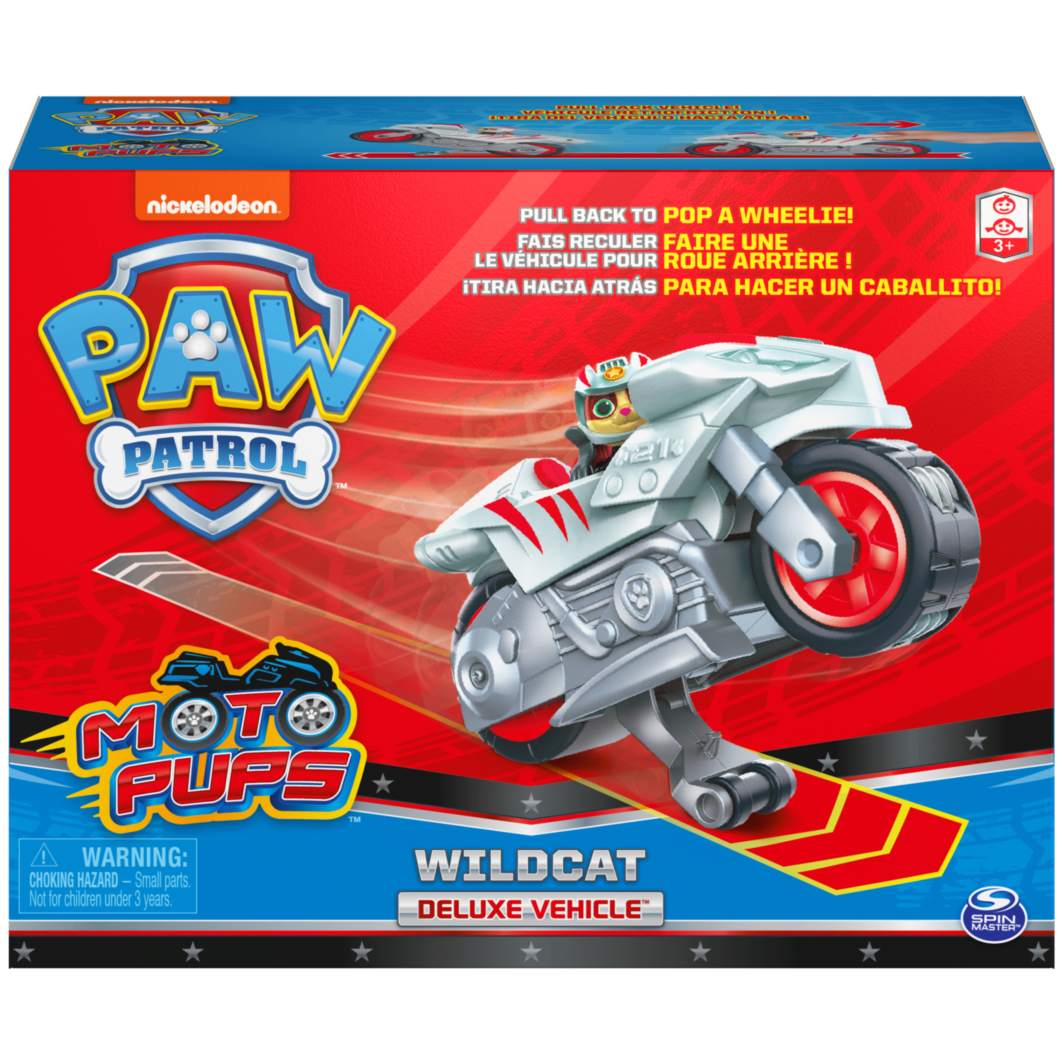 PAW Patrol, Moto Pups Wildcat’s Deluxe Pull Back Motorcycle Vehicle with Wheelie Feature and Toy Figure - image 2 of 8