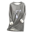 thumbnail image 2 of Puntoco Mujeres Sudadera con estampado de vellón grueso Cálido O-cuello Ropa interior top Puntoco Puntoco-4933, 2 of 3