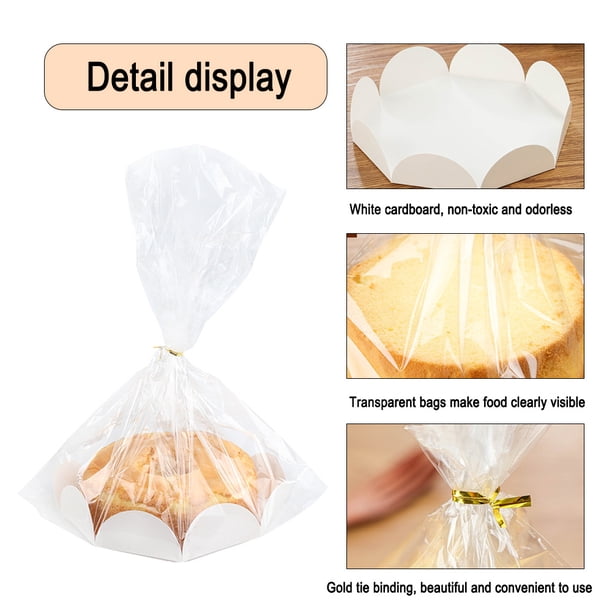 Bolsas De Celofán Transparente Para Alimentos - Pack De 50 Unidades Con Lazos Twist - Tamaño 10x25.5 Cm