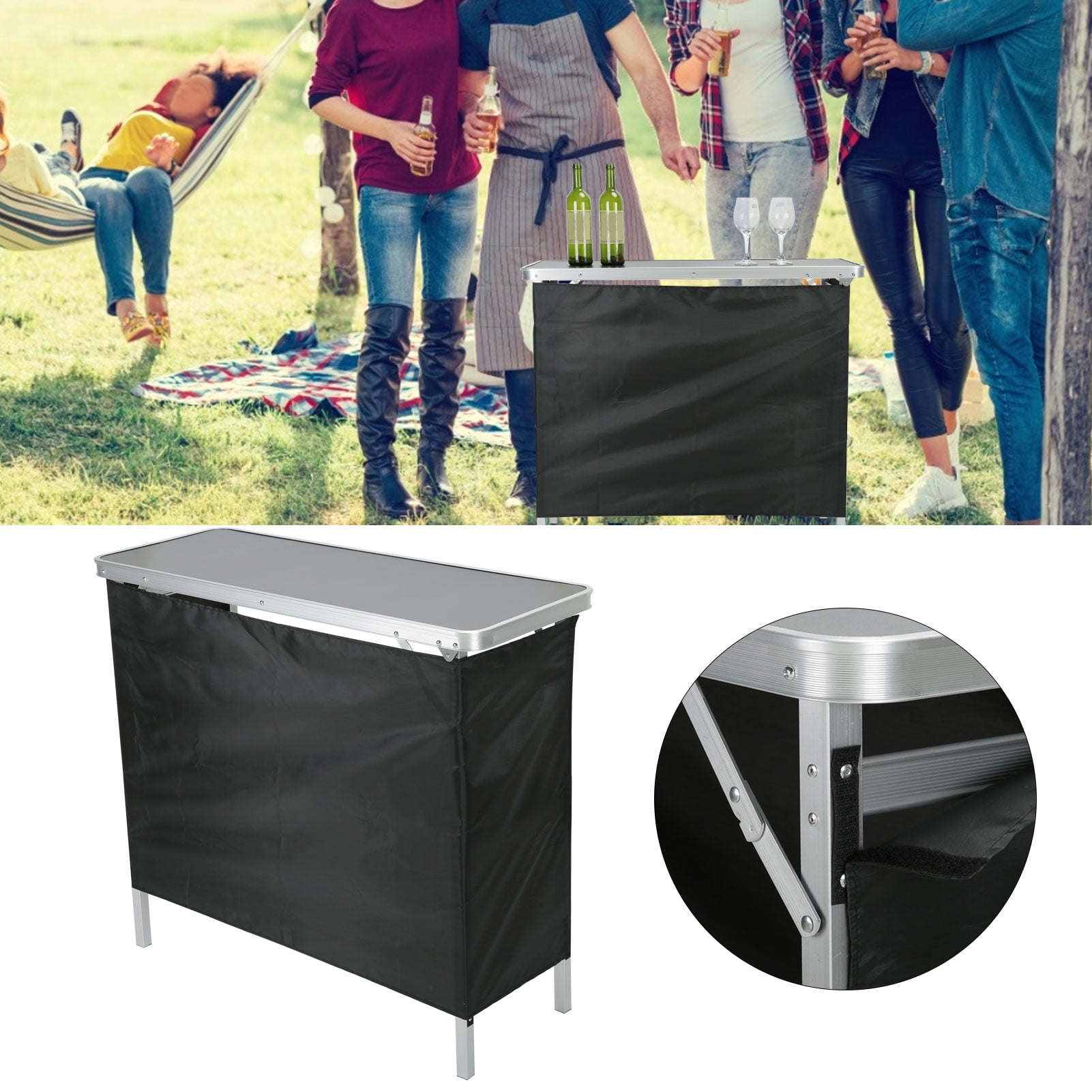 Fugacal Portable Bar Table Multipurpose Folding Storage Table Furniture for Party Trade Show,Party Supplies,Bar Table