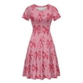 thumbnail image 2 of FKELYI Love Bow Short Sleeve Dress Size M Elastic Pink Heart Summer Beach Dress Breathable Valentine's Day Sleeveless Midi Dress for Dating, 2 of 5