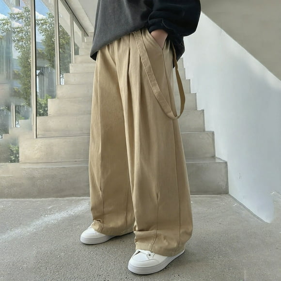 Cowsor Men's Baggy Cargo Pants Casual Loose Fit Wide Leg Pants with Elastic Waist