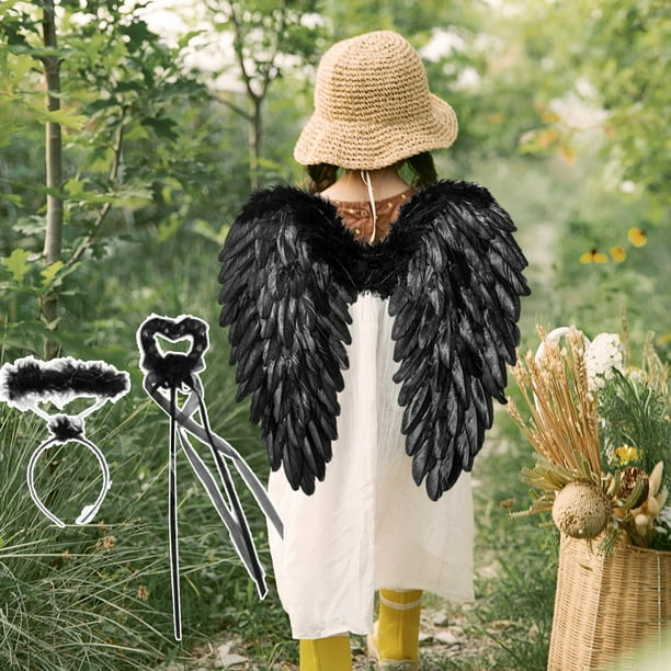 Alas de ángel Fernando con plumas y halo con correas elásticas para los hombros 45cmx45cm