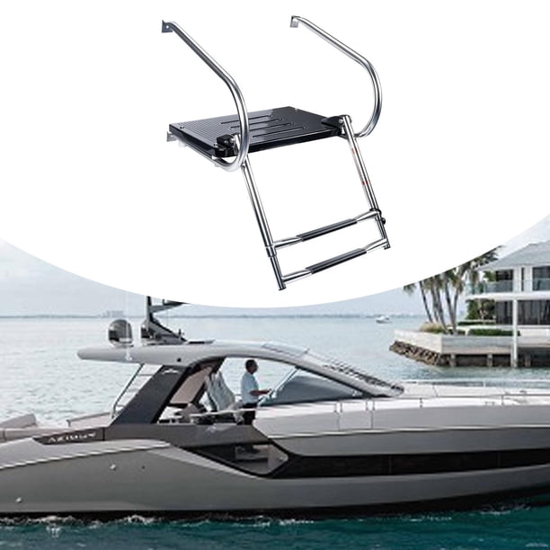 Escalera plegable de 2 escalones para barco, accesorio premium, antideslizante, de repuesto para escaleras de baño, escalones anchos, desmontable, de Negro