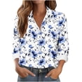 thumbnail image 3 of TaTaai Ladies Casual Button Down Shirt Long Sleeve Notch Lapel Floral Print Tops Breathable Cotton Relaxed Fit Blouse for Office Gift, 3 of 6