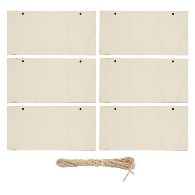 Unfinished Wood Sign, Paintable Retro Decorative Blank Wooden Plaque With 5m Hemp Rope For Coffee Shop