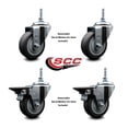 thumbnail image 2 of 3.5 Inch Thermoplastic Rubber 3/8 Inch Threaded Stem Caster Set 2 Brakes SCC, 2 of 2