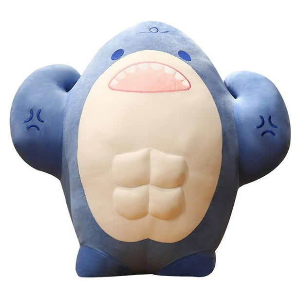Almohada de felpa de tiburón musculoso 3D, figura grande de juguete de pez ballena oceánica de 30 cm, suave y adorable, regalos de Navidad/cumpleaños (mayores de 14 años)