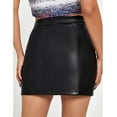 thumbnail image 4 of Leesechin Mini Skirts for Women Plus Size Basic High Waist Faux Leather Split Slim Pencil Dress, 4 of 6